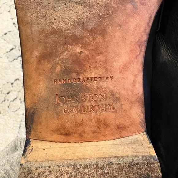 Johnston & Murphy Black Leather Tassel Slip On Loafer Size 12 M Vintage - Picture 4 of 9